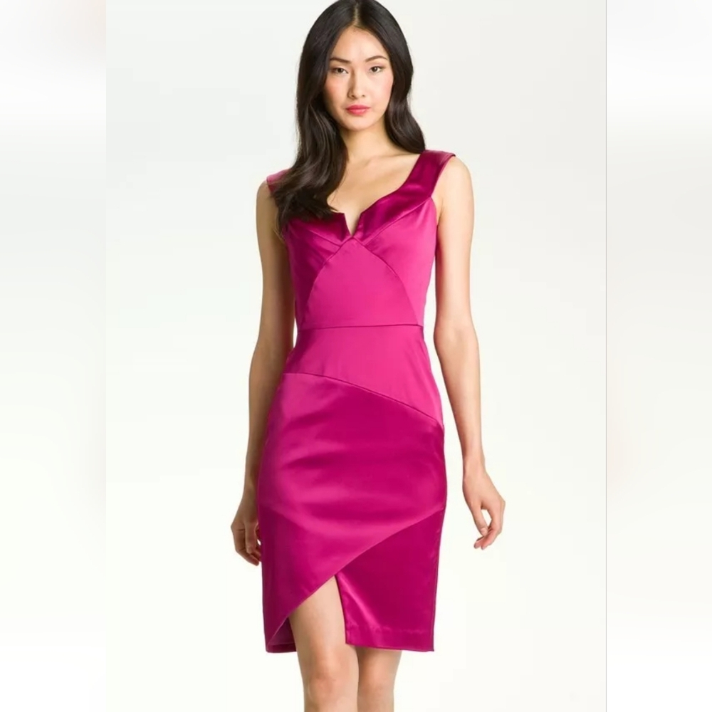 Black Halo Pink De Jour Seam Satin Sheat Dress Size 10